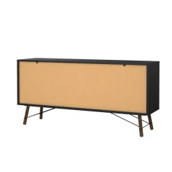 Credenza nera,noce 150x40x72h cm 2 ante e 2 cassetti - Manyi