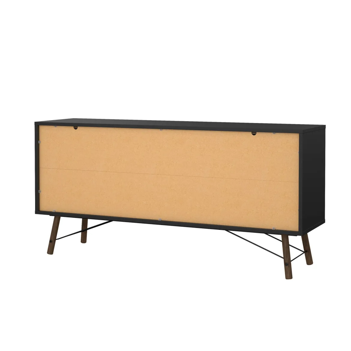 Credenza nera,noce 150x40x72h cm 2 ante e 2 cassetti - Manyi