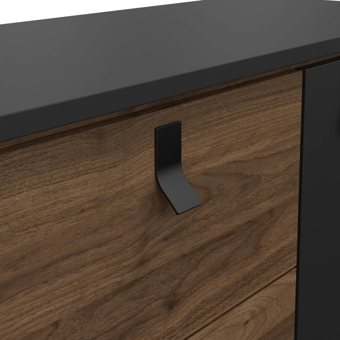 Credenza nera,noce 150x40x72h cm 2 ante e 2 cassetti - Manyi