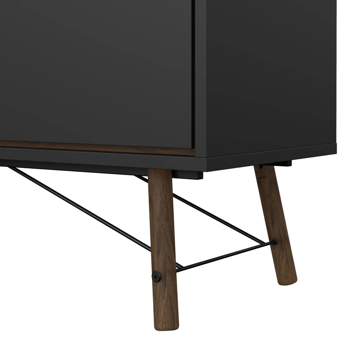 Credenza nera,noce 150x40x72h cm 2 ante e 2 cassetti - Manyi