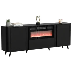 Credenza nera 190x40x68h cm 3 ante - Briano