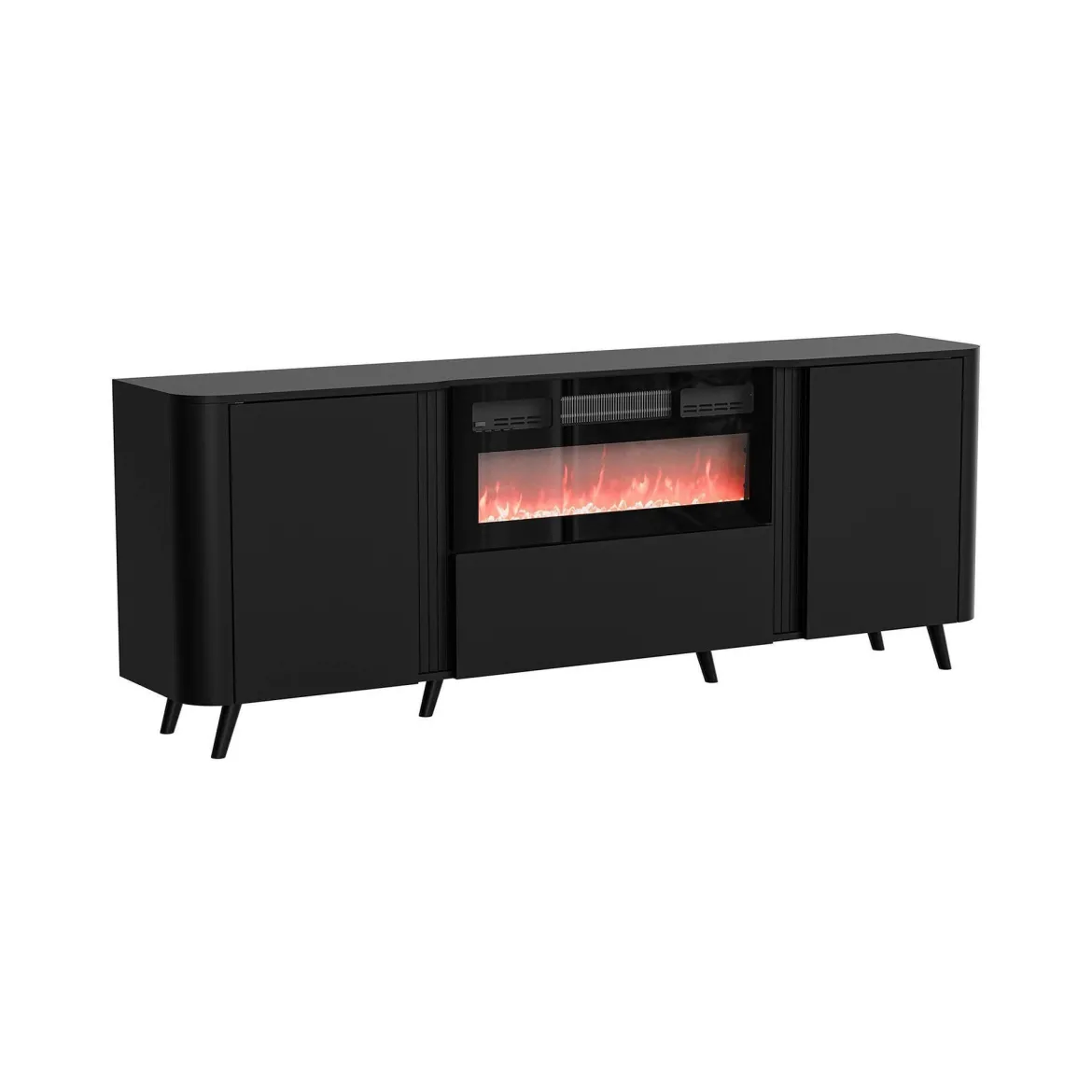 Credenza nera 190x40x68h cm 3 ante - Briano
