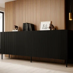 Credenza nera 200x42x82h cm 4 ante - Corana