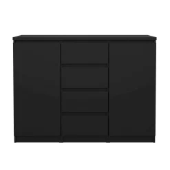 Credenza nera 120x50x90h cm 2 ante e 4 cassetti - Angelika