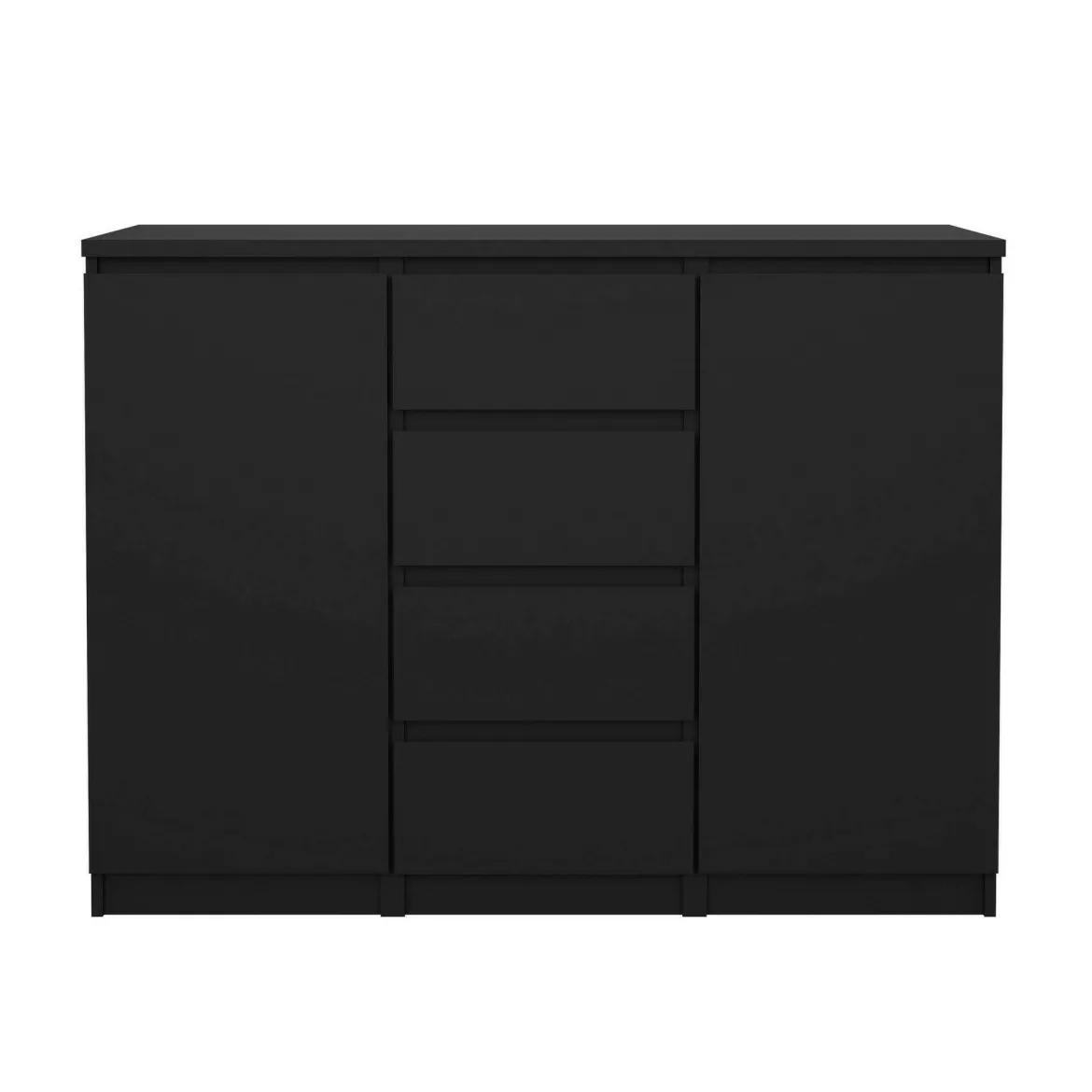 Credenza nera 120x50x90h cm 2 ante e 4 cassetti - Angelika
