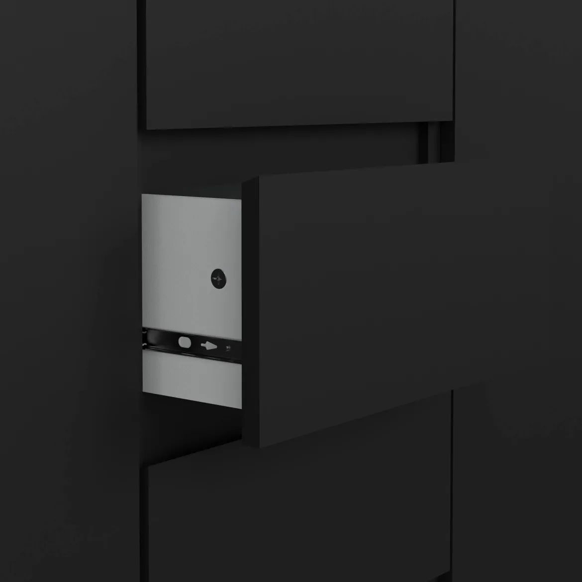 Credenza nera 120x50x90h cm 2 ante e 4 cassetti - Angelika