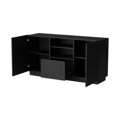 Credenza nera 150x40x78h cm 2 ante e 1 cassetto - Serchio