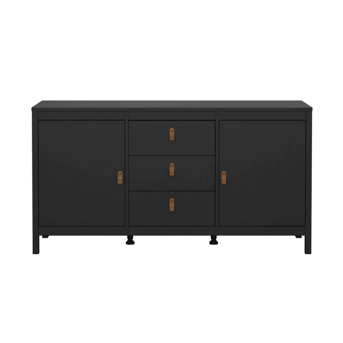 Credenza nera 151x38x79h cm 2 ante e 3 cassetti - Whitney