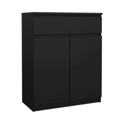 Credenza nera 80x40x100h cm 2 ante e 1 cassetto - Genziana