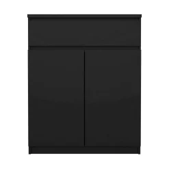 Credenza nera 80x40x100h cm 2 ante e 1 cassetto - Genziana