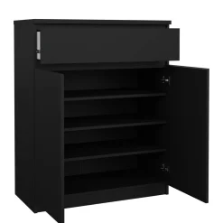 Credenza nera 80x40x100h cm 2 ante e 1 cassetto - Genziana