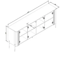 Credenza nera 190x39x80h cm 4 ante - Laion