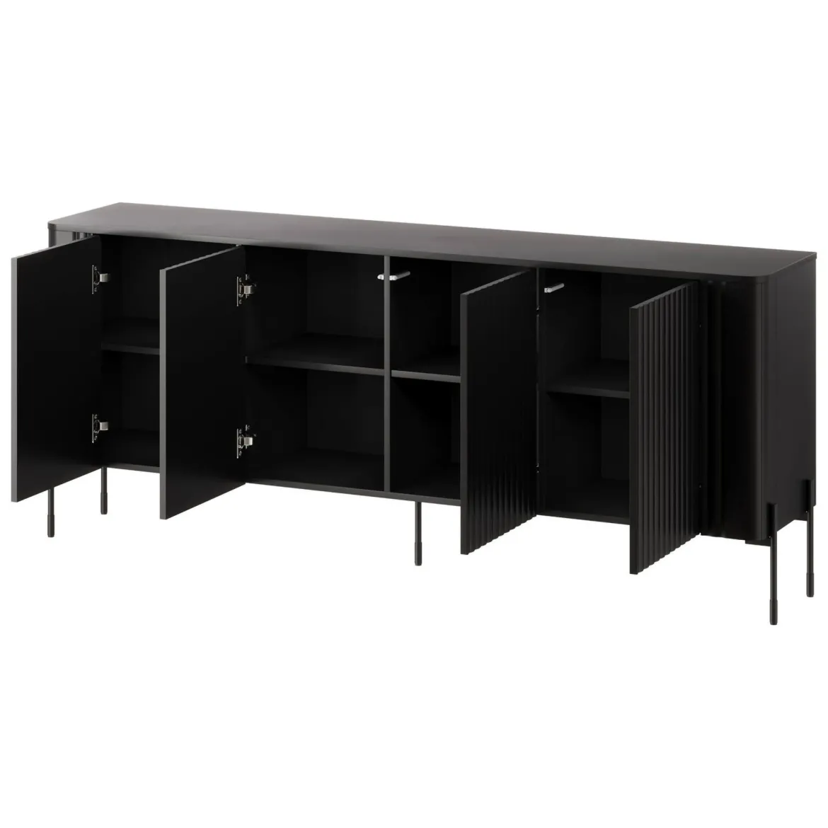 Credenza nera 190x39x80h cm 4 ante - Laion
