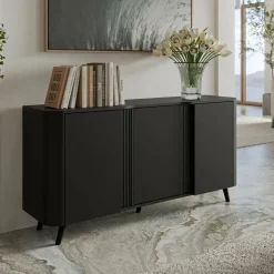 Credenza nera 150x42x70h cm 3 ante - Loreo
