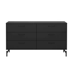 Credenza nera 138x39x76h cm 6 cassetti - Begawan