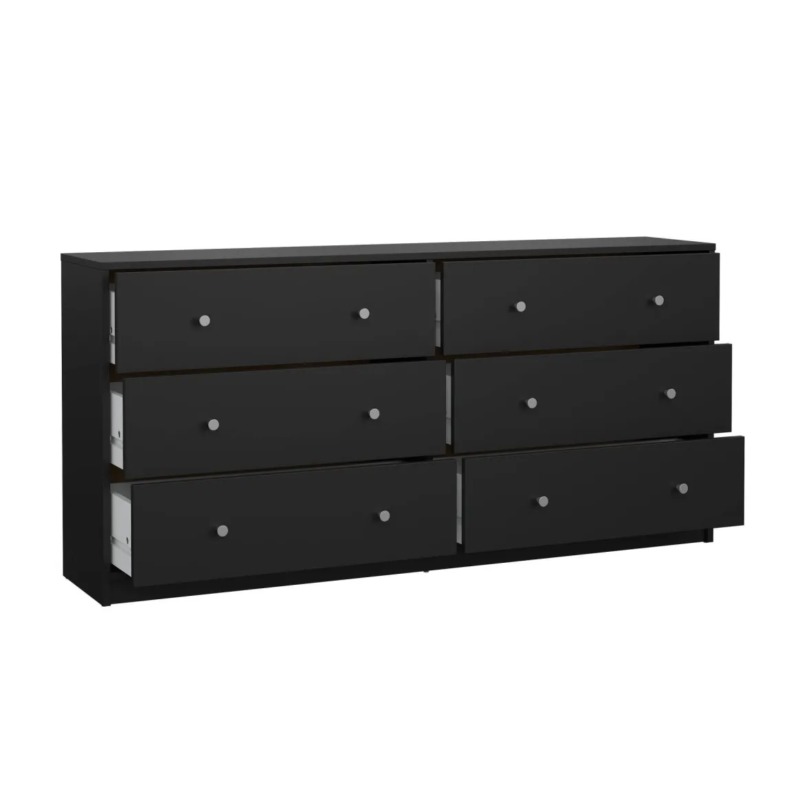 Credenza nera 143x30x68h cm 6 cassetti - Rick
