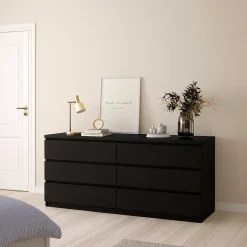 Credenza nera 153x50x68h cm 6 cassetti - Joyce