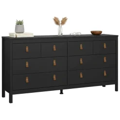 Credenza nera 163x51x88h cm 6 cassetti - Hibaru