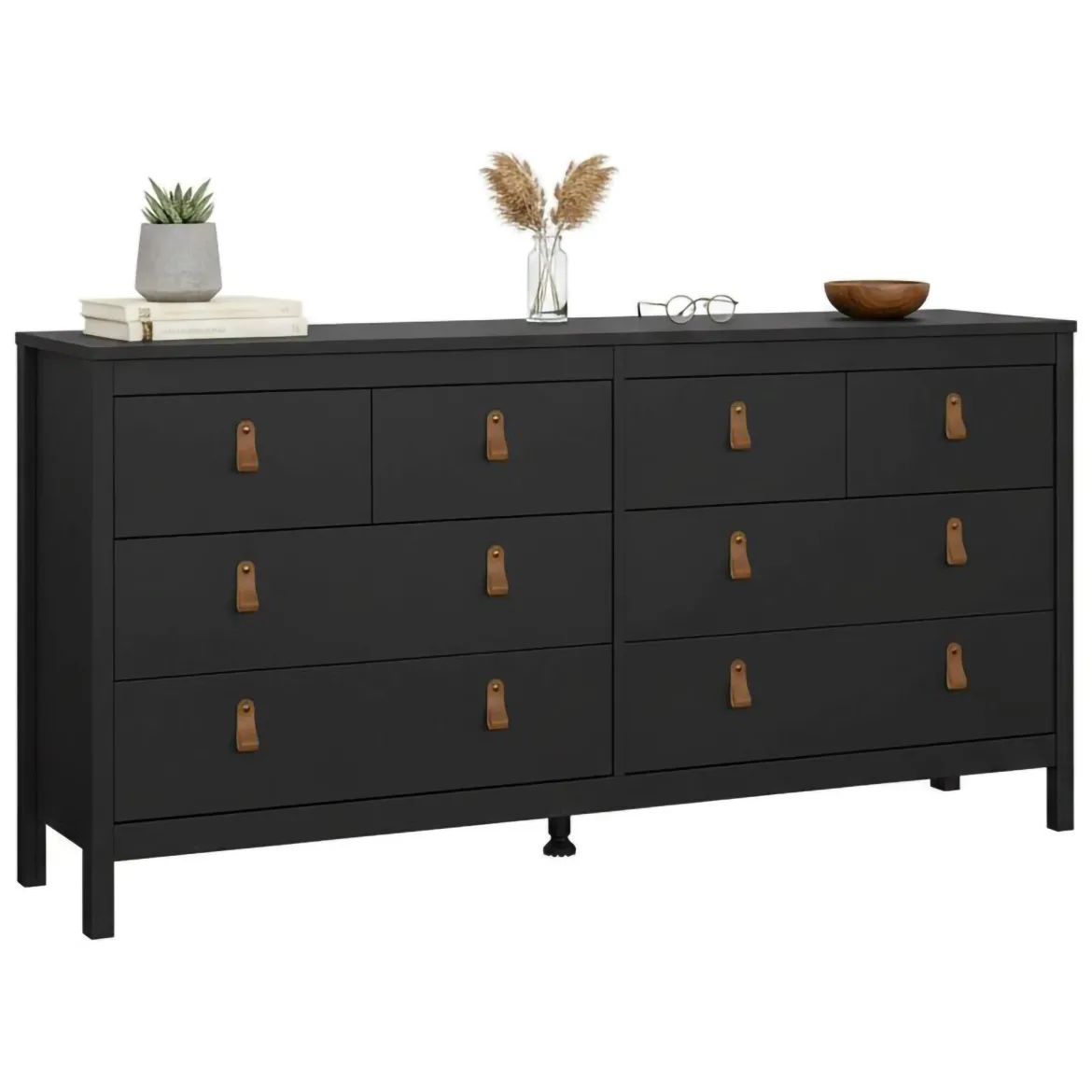 Credenza nera 163x51x88h cm 6 cassetti - Hibaru