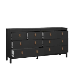 Credenza nera 163x51x88h cm 6 cassetti - Hibaru