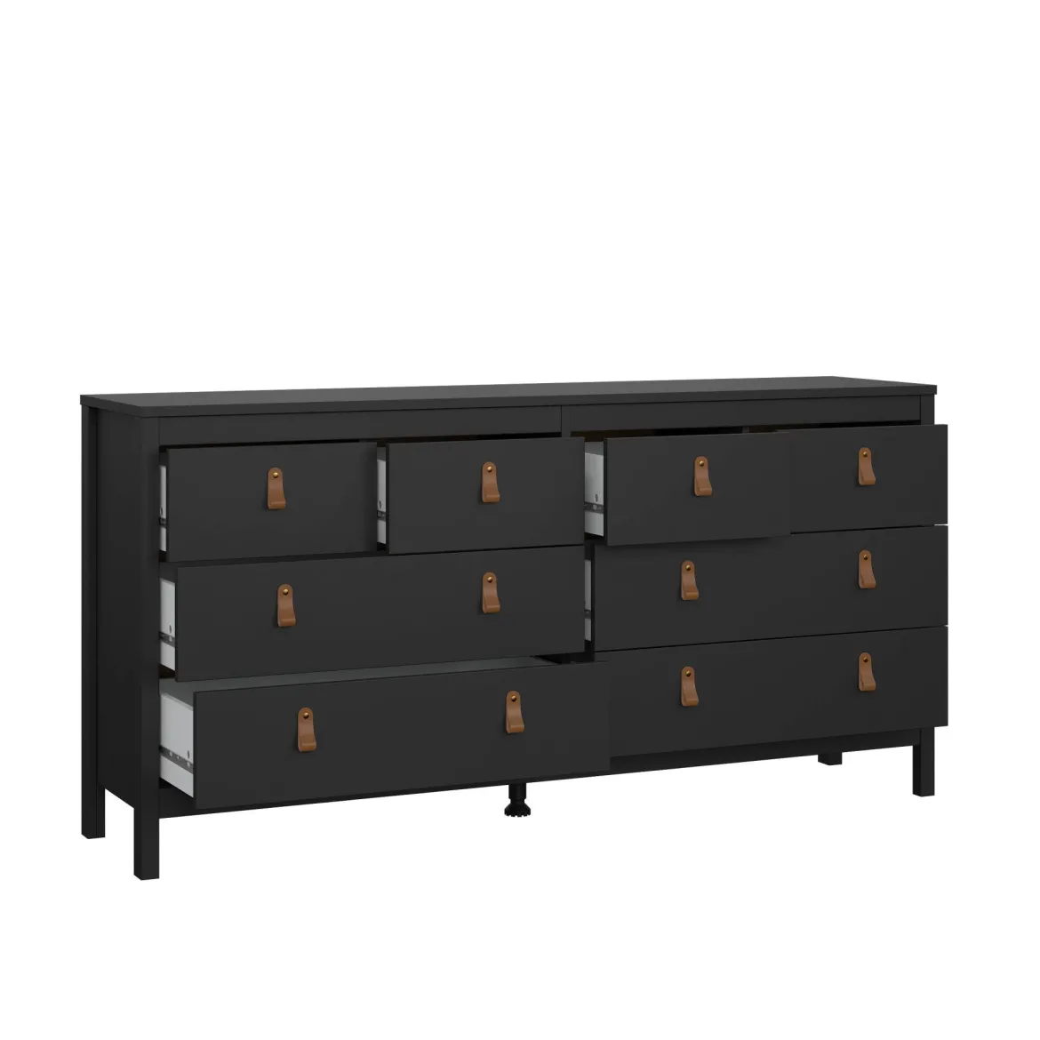 Credenza nera 163x51x88h cm 6 cassetti - Hibaru