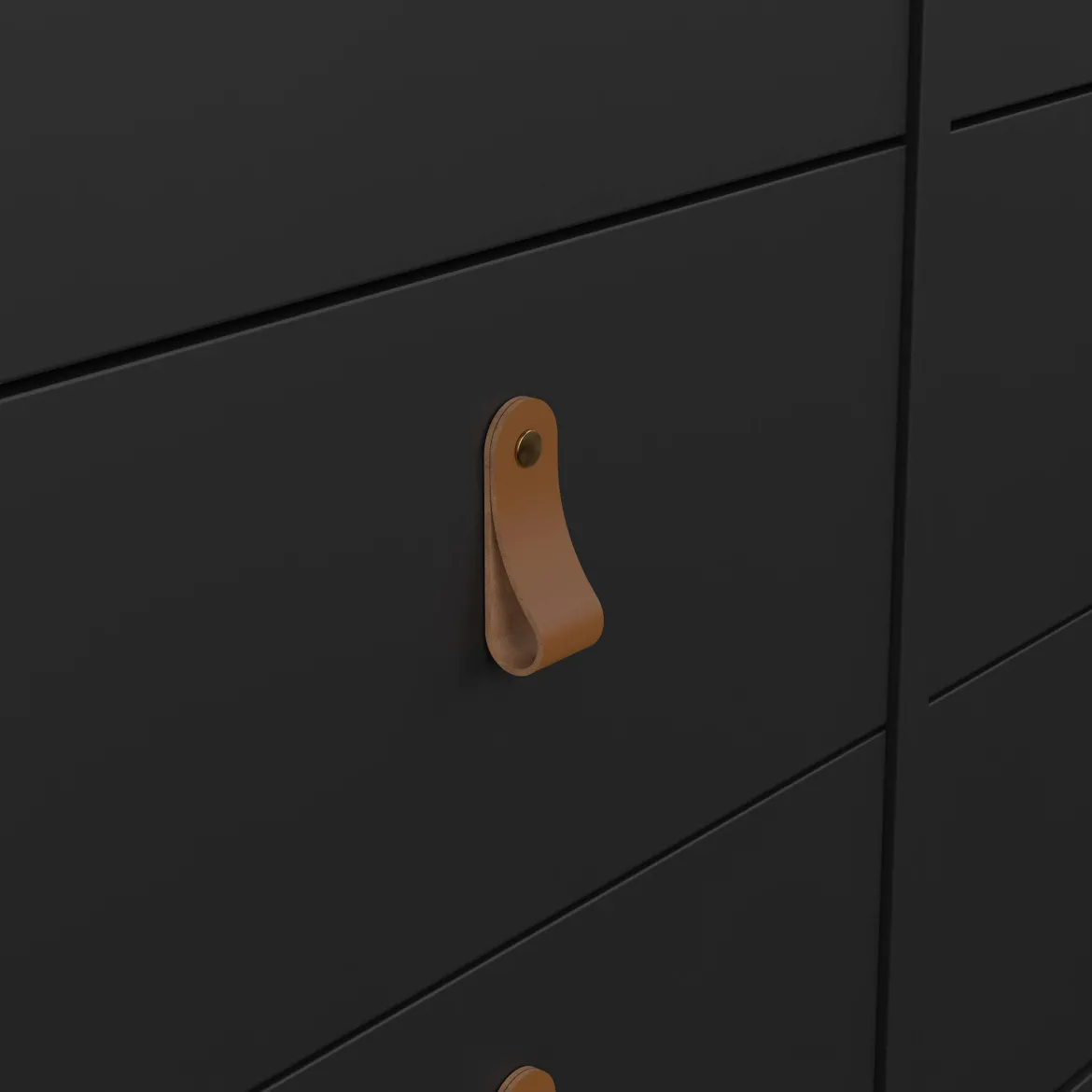 Credenza nera 163x51x88h cm 6 cassetti - Hibaru