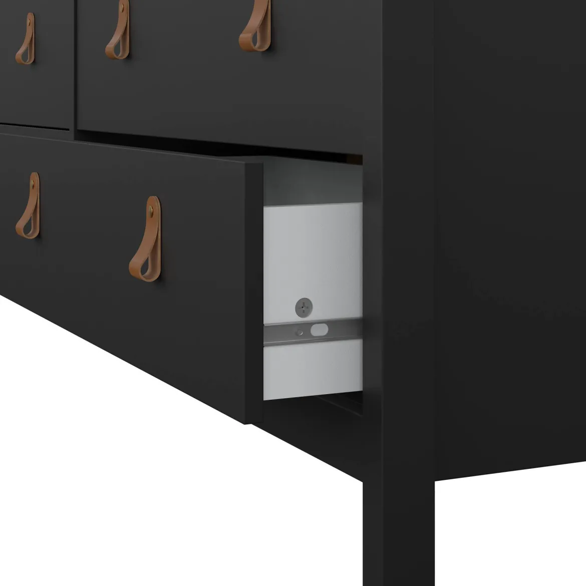 Credenza nera 163x51x88h cm 6 cassetti - Hibaru