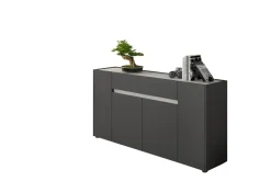 Credenza Nero Antracite Bianco un Cassetto 3 Ripiani 170x40x85h cm, Apertura Battente - Cirimido