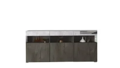 Credenza Nero Antracite Grigio Cemento 3 Ripiani 6 Vani 180x41x80h cm, 3 Ante - Fanna