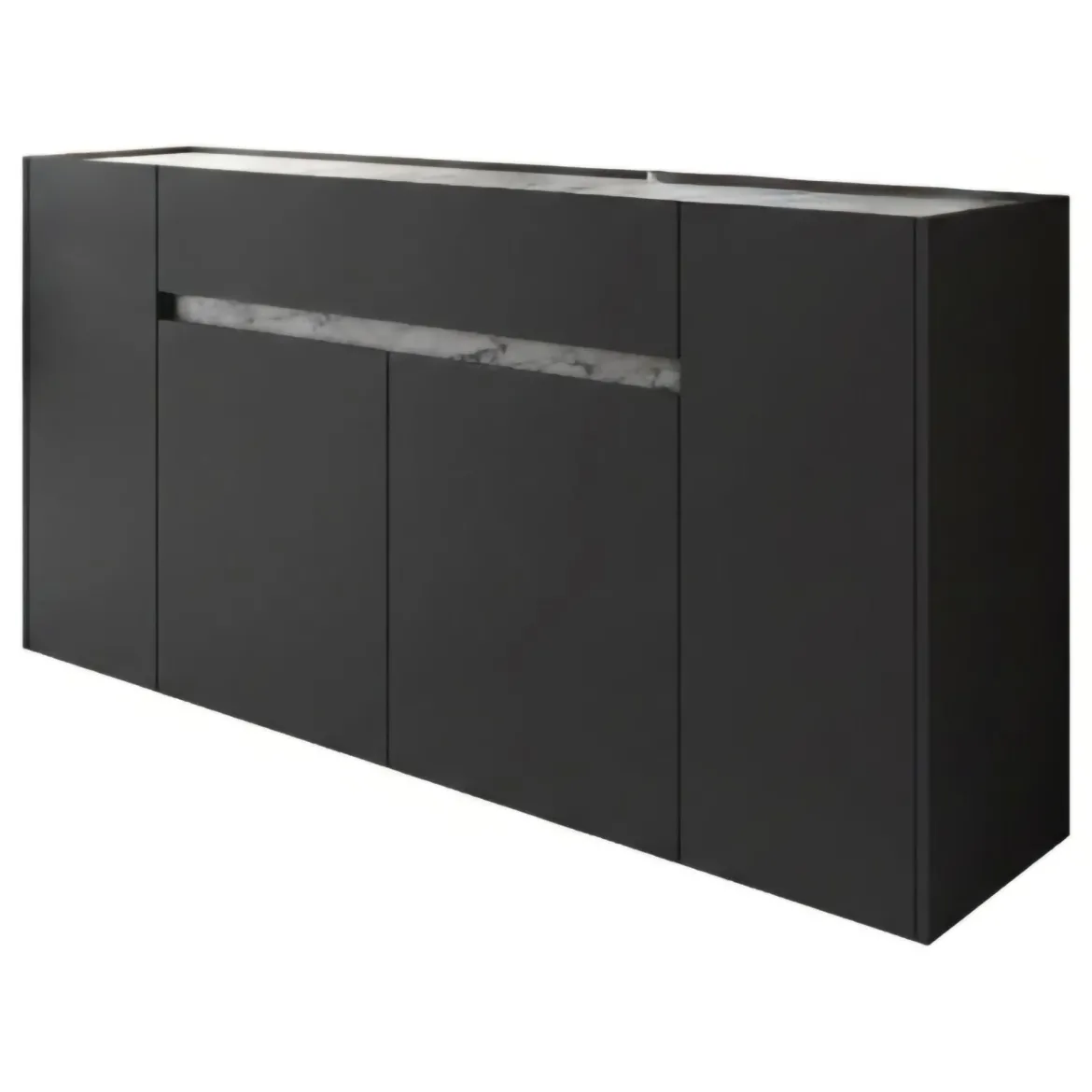 Credenza Nero Antracite Grigio un Cassetto 3 Ripiani 170x40x85h cm, Apertura Battente - Cirimido