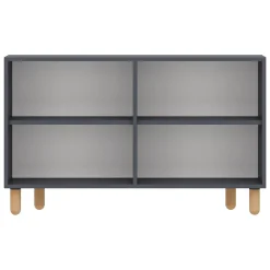 Credenza Nero Antracite Marrone Rovere 3 Ripiani 4 Ante 180x45x75h cm, 6 Vani - Cisliano