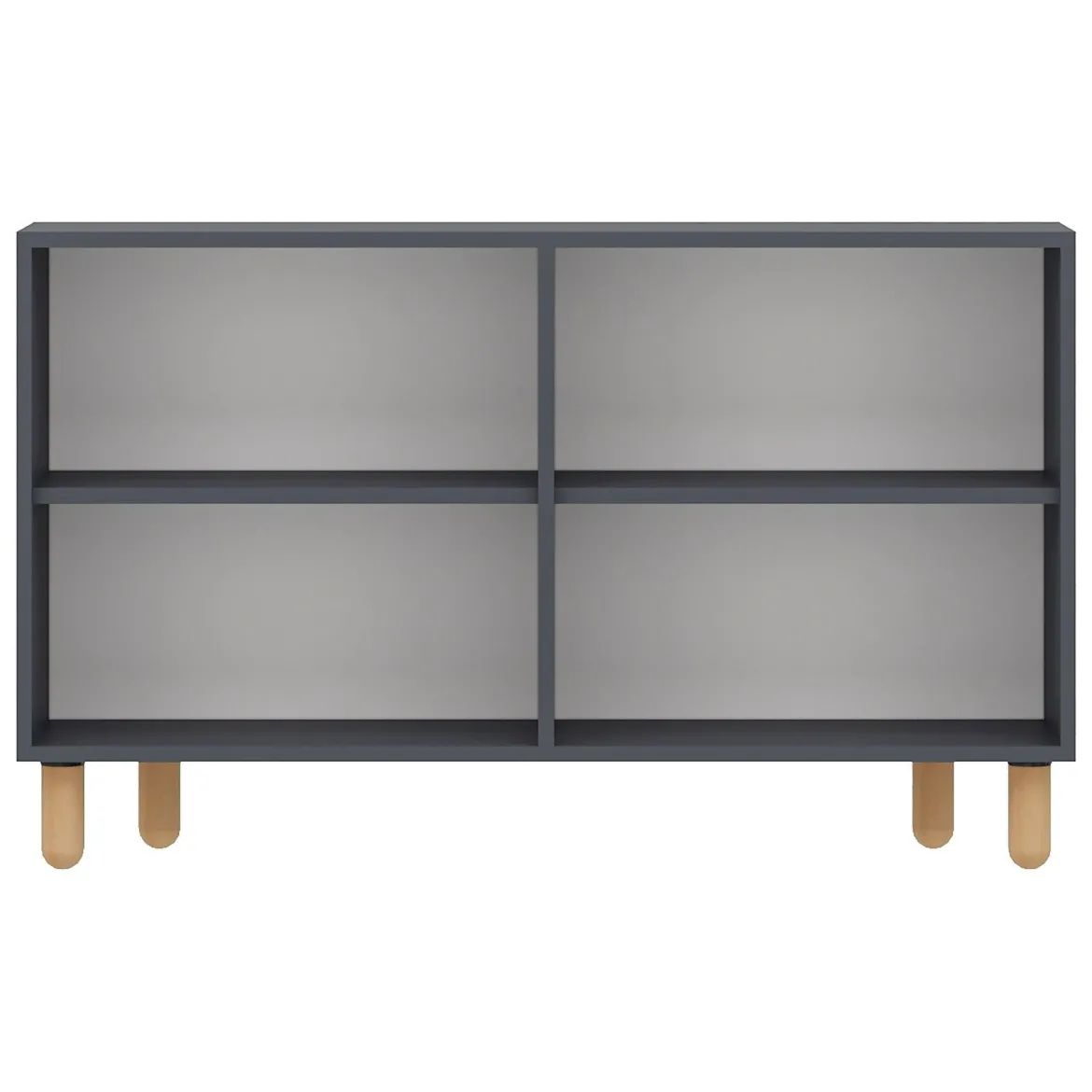 Credenza Nero Antracite Marrone Rovere 3 Ripiani 4 Ante 180x45x75h cm, 6 Vani - Cisliano