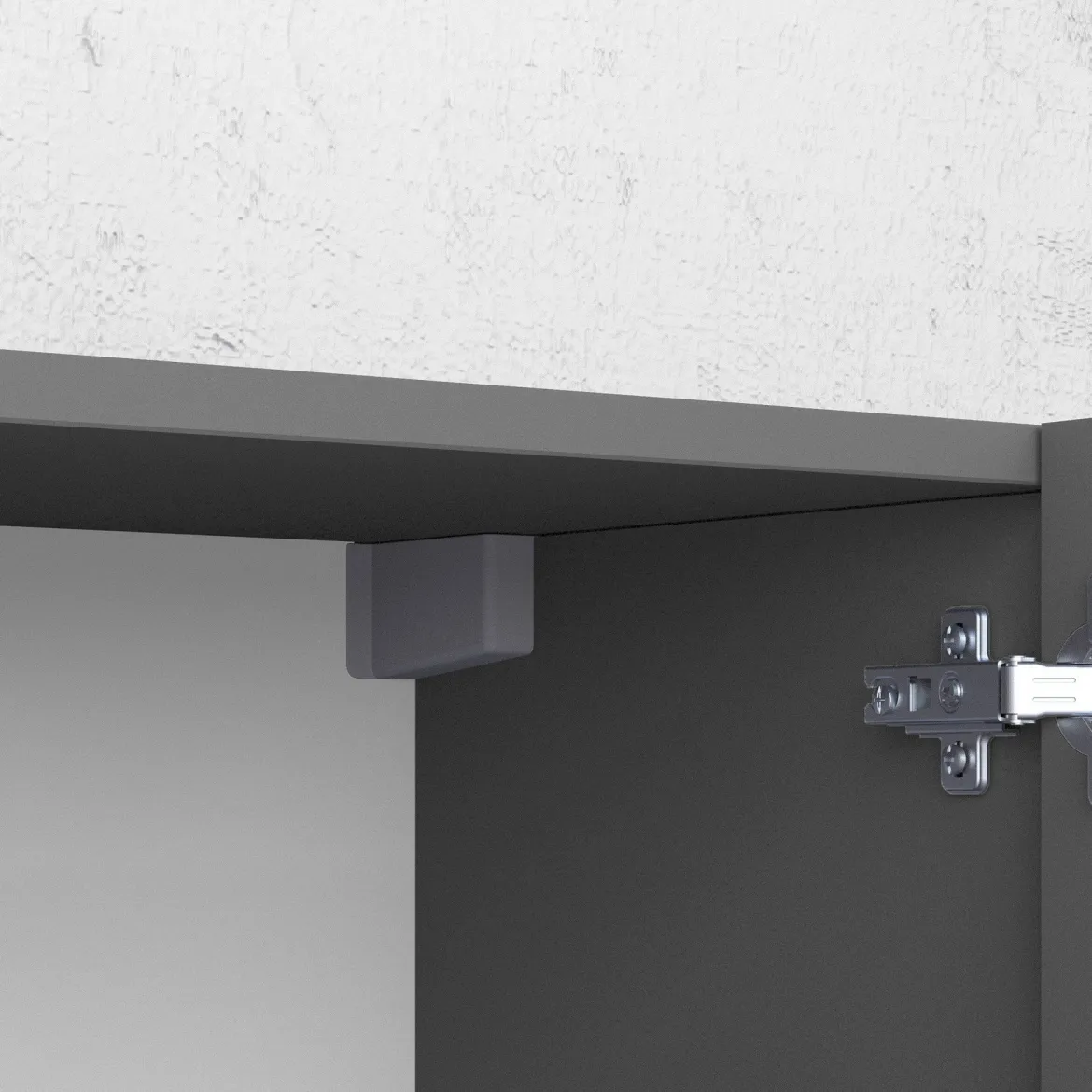Credenza Nero Antracite Marrone Rovere 7 Ripiani Apertura Battente 200x35x70h cm, 5 Ante Made in Italy - Cordele