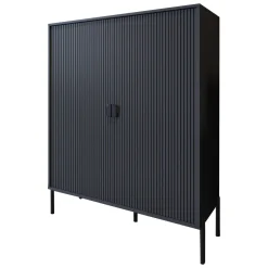 Credenza Nero Cassetti 4 Ripiani 104x40x129h cm, Apertura Battente - Wallis