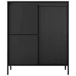 Credenza Nero 5 Ripiani Apertura Battente 104x40x123h cm, 3 Ante - Hatolaro