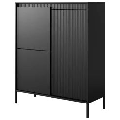 Credenza Nero 5 Ripiani Apertura Battente 104x40x123h cm, 3 Ante - Hatolaro