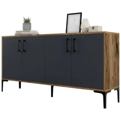 Credenza noce e antracite 160x35x78h cm 4 ante - Soraya