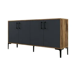Credenza noce e antracite 160x35x78h cm 4 ante - Soraya