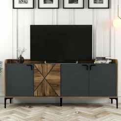 Credenza noce e antracite 180x35x78h cm 3 ante - Also