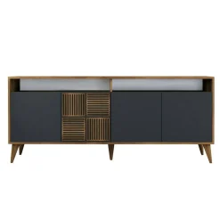 Credenza noce e antracite 180x45x80h cm 3 ante - Vardah