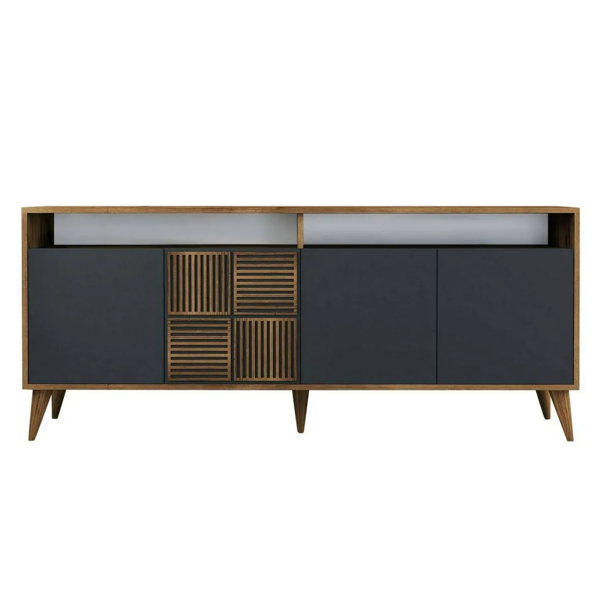 Credenza noce e antracite 180x45x80h cm 3 ante - Vardah