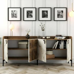Credenza noce e bianca marmo 180x35x78h cm 3 ante - Also