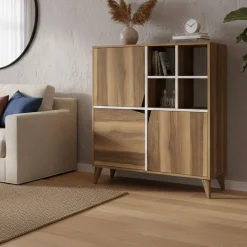 Credenza noce e bianca 100x30x115h cm 2 ante - Barasso