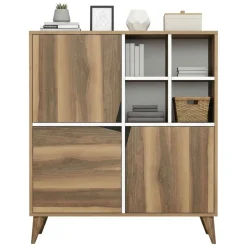 Credenza noce e bianca 100x30x115h cm 2 ante - Barasso
