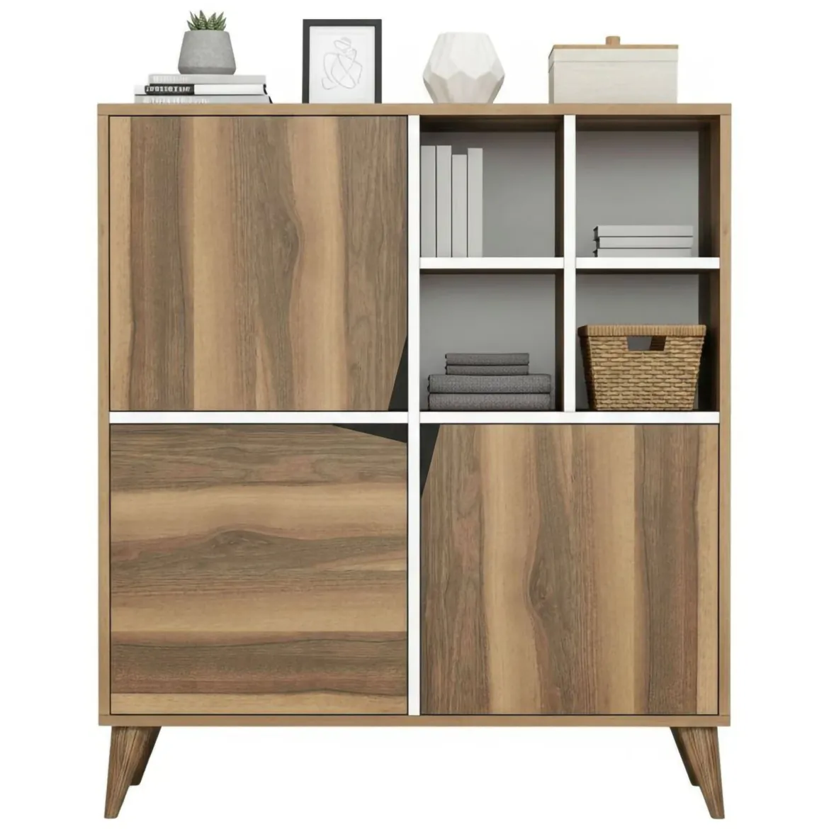 Credenza noce e bianca 100x30x115h cm 2 ante - Barasso