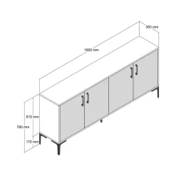 Credenza noce e bianca 180x35x78h cm 3 ante - Also