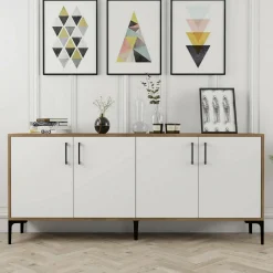 Credenza noce e bianca 180x35x78h cm 4 ante - Agape