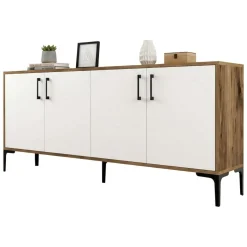 Credenza noce e bianca 180x35x78h cm 4 ante - Agape