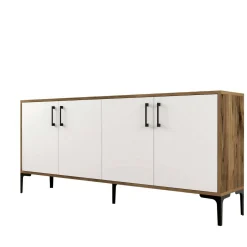 Credenza noce e bianca 180x35x78h cm 4 ante - Jole