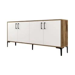 Credenza noce e bianca 180x35x78h cm 4 ante - Jole